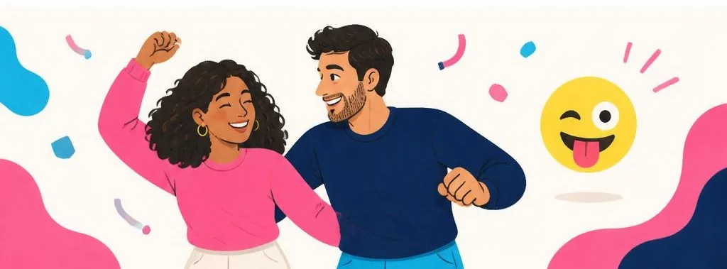 Le couple rit et danse dans une ambiance joyeuse